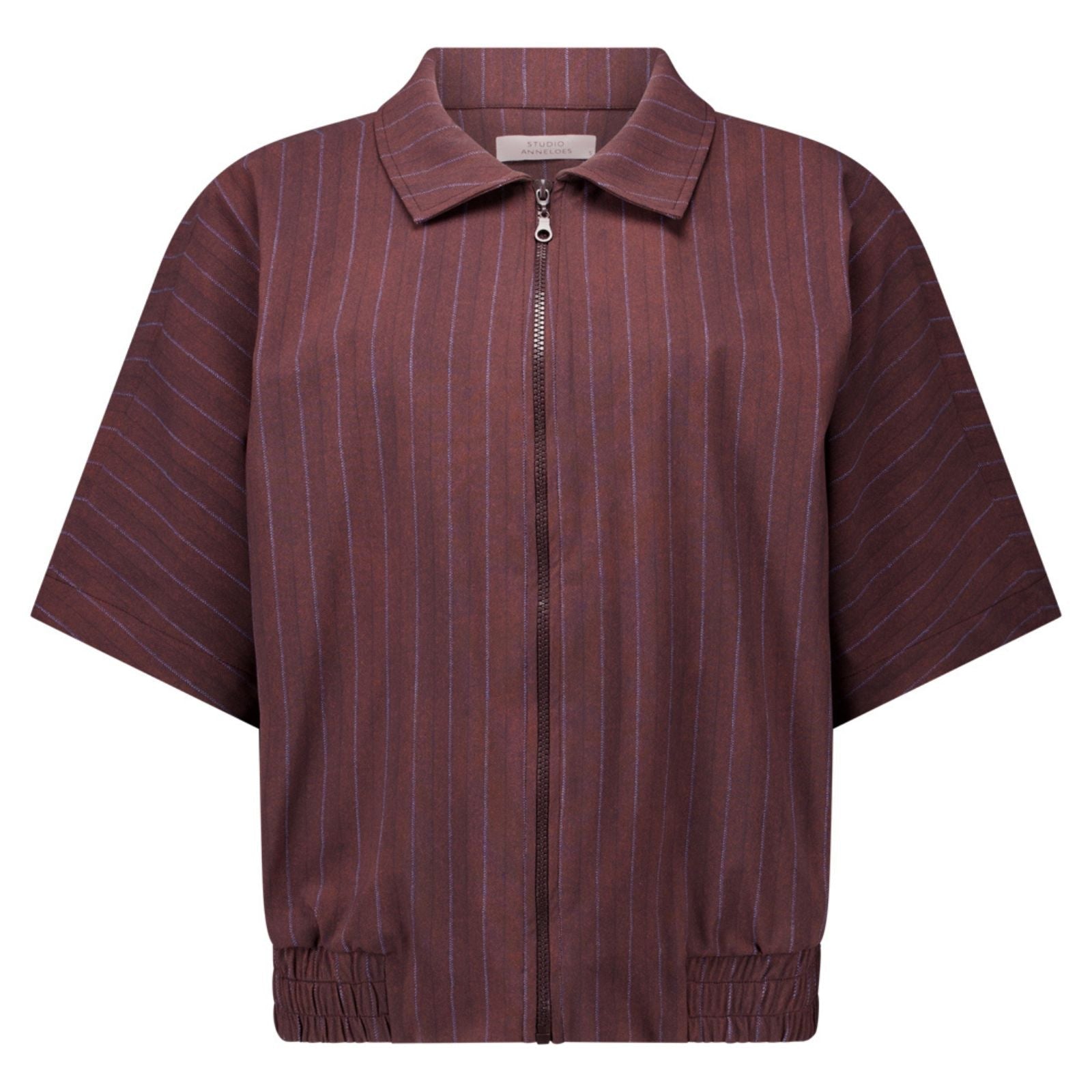 Chestnut met espresso jacket Marcella Stripe - Capuchon Fashion
