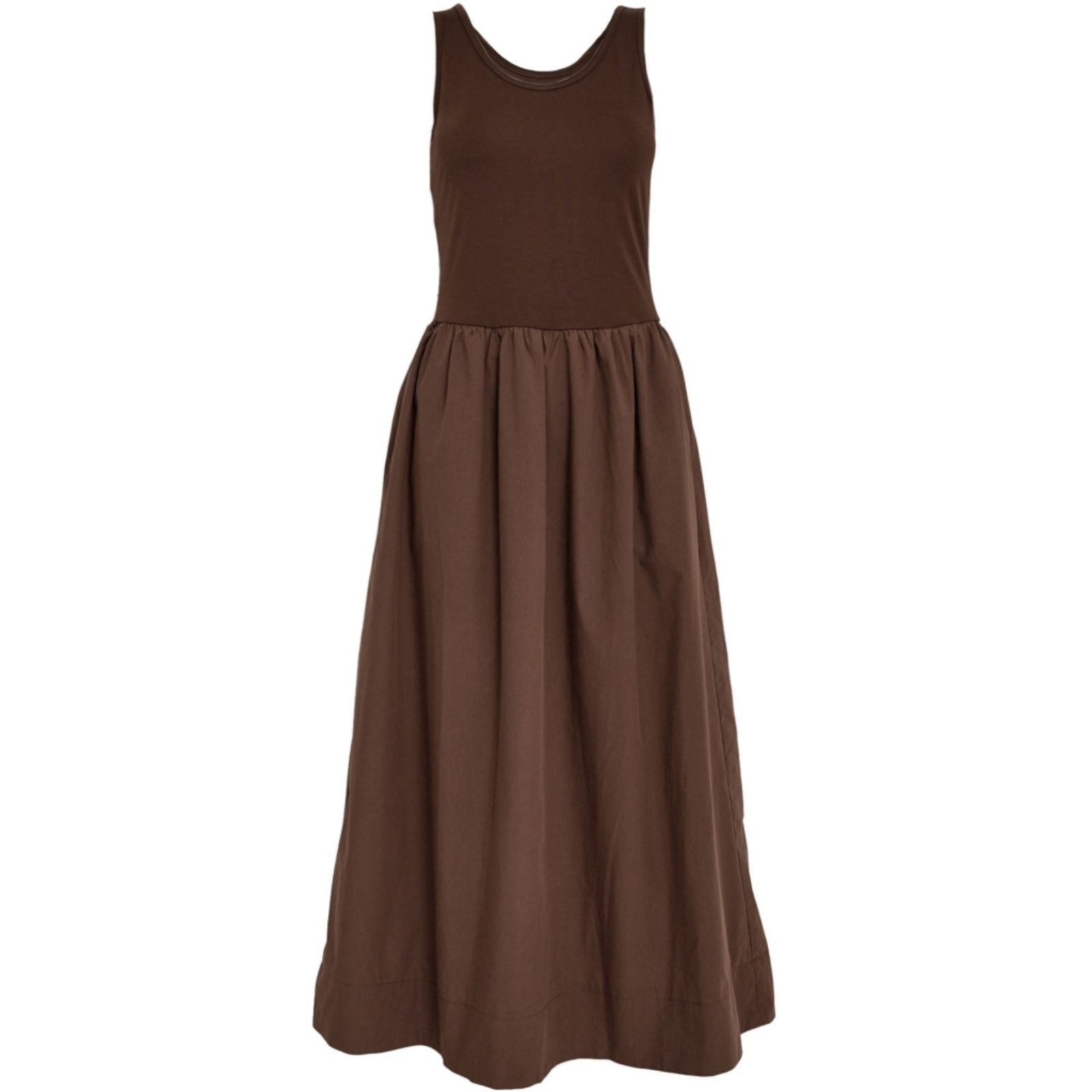 Chestnut viscose midi jurk Marie - Capuchon Fashion