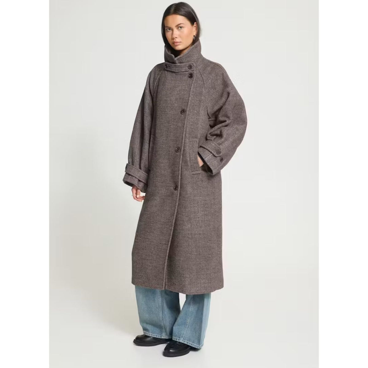Chocoladebruin gemeleerde jacket Gaziva - Capuchon Fashion
