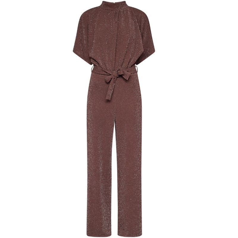 Chocoladebruin met zilveren jumpsuit Girl - Capuchon Fashion