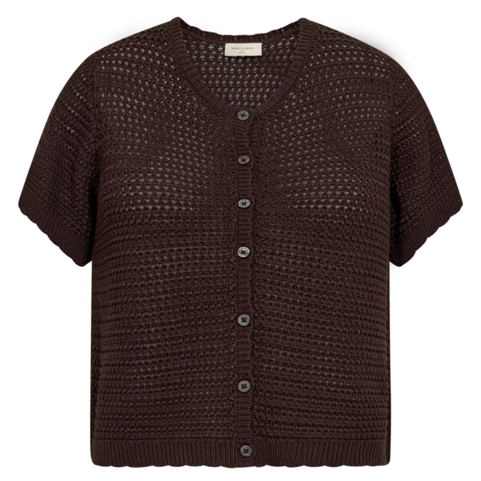 Coffee Bean hole pattern cardigan Tota - Capuchon Fashion