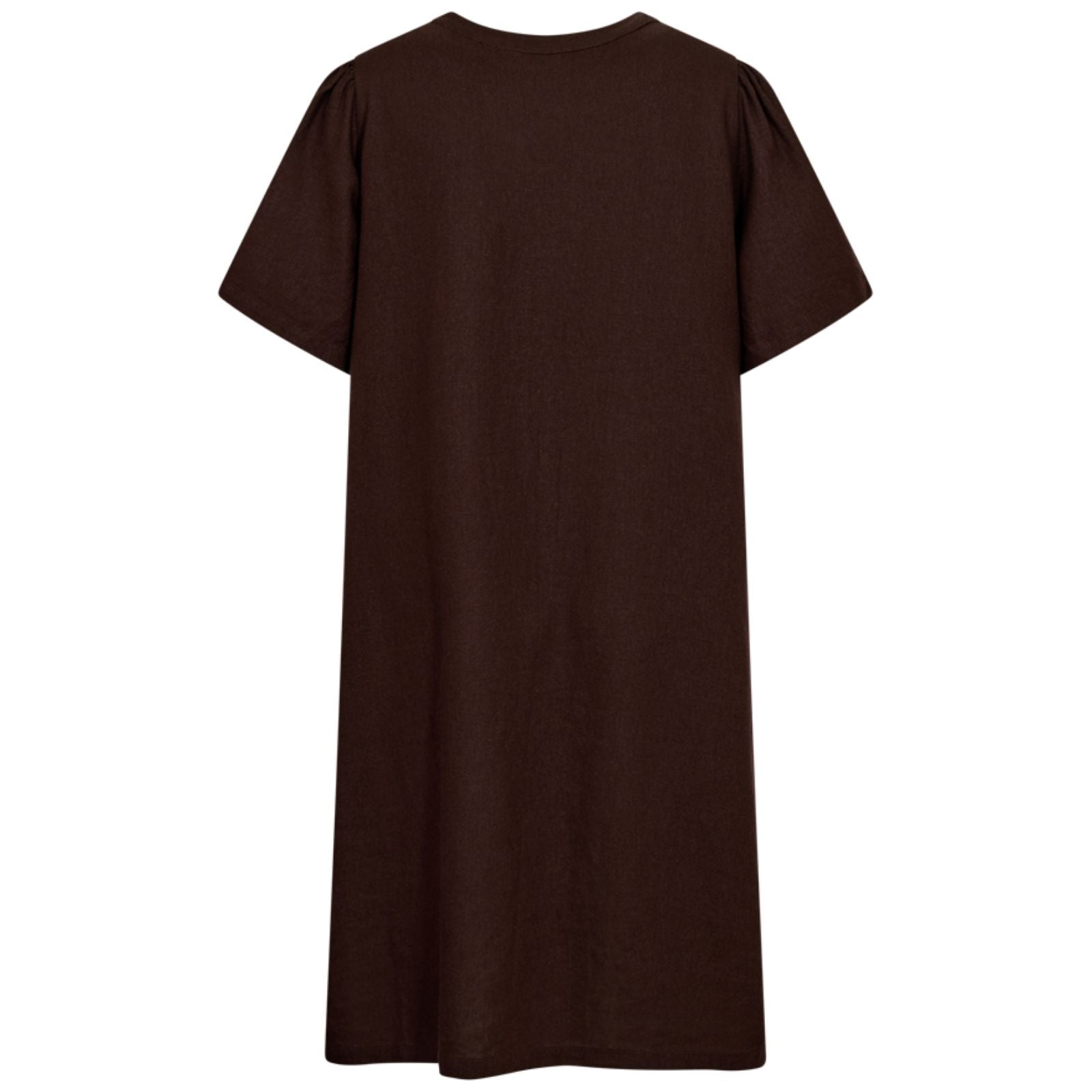 Coffee Bean puff sleeve linnen jurk Lava - Capuchon Fashion