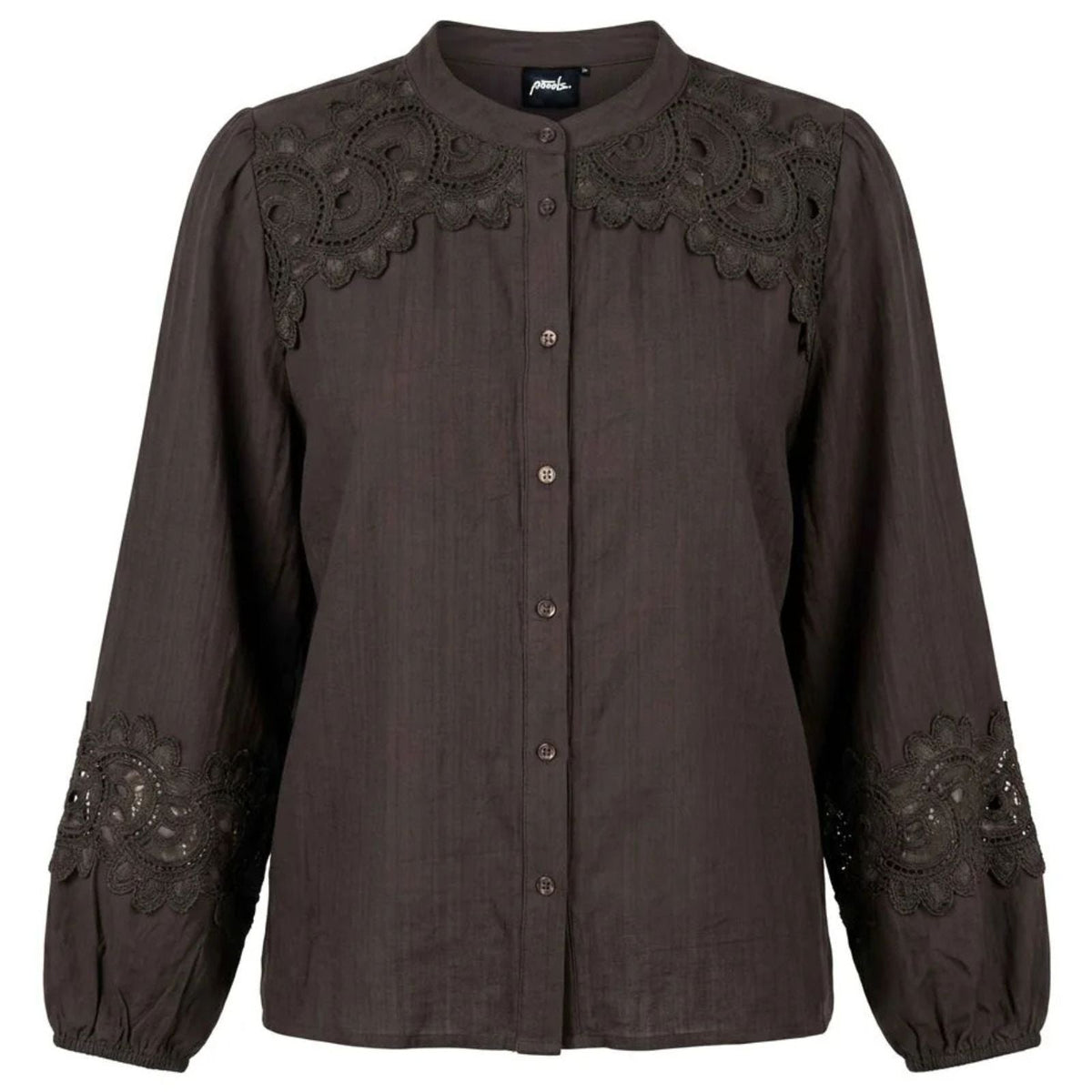 Coffeebruine lace blouse 633135 - Capuchon Fashion