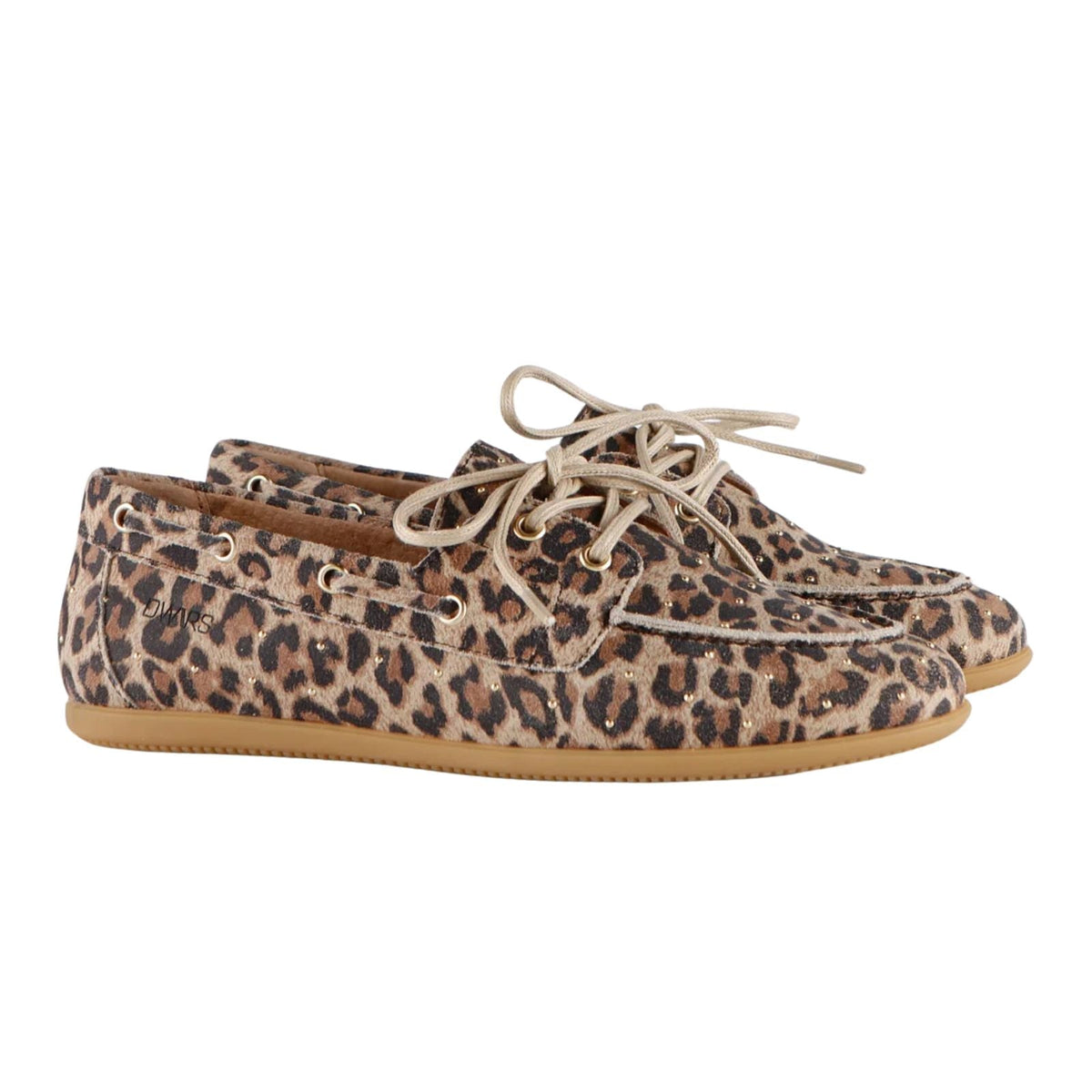 Cognac met leopard mocassin Latty Small Studs - Capuchon Fashion