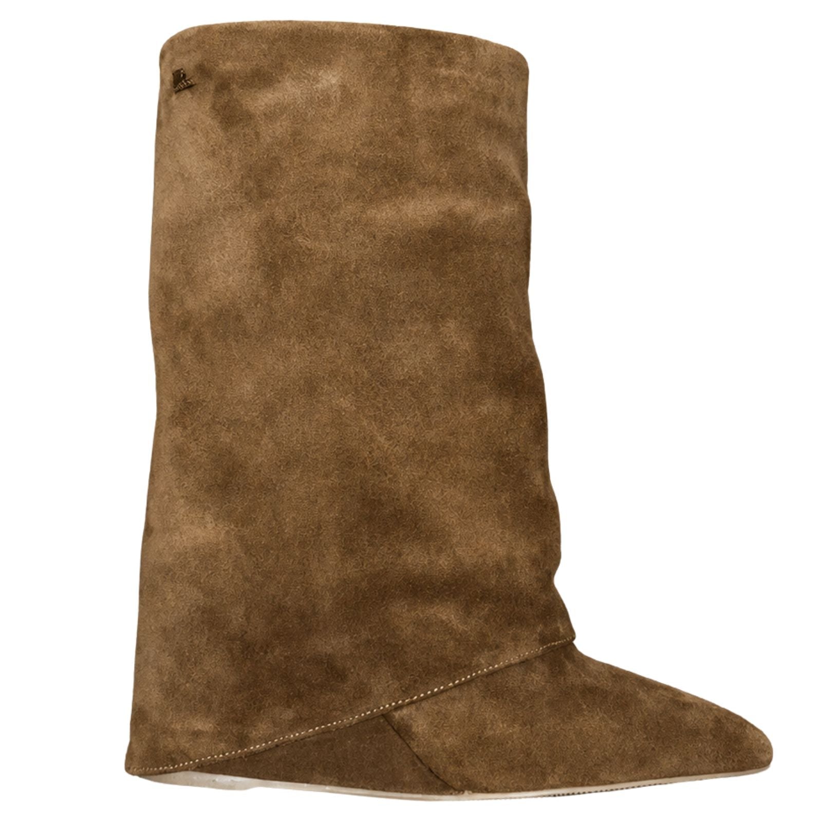 Cognacbruine suede sleehak laars Sevilla - Capuchon Fashion