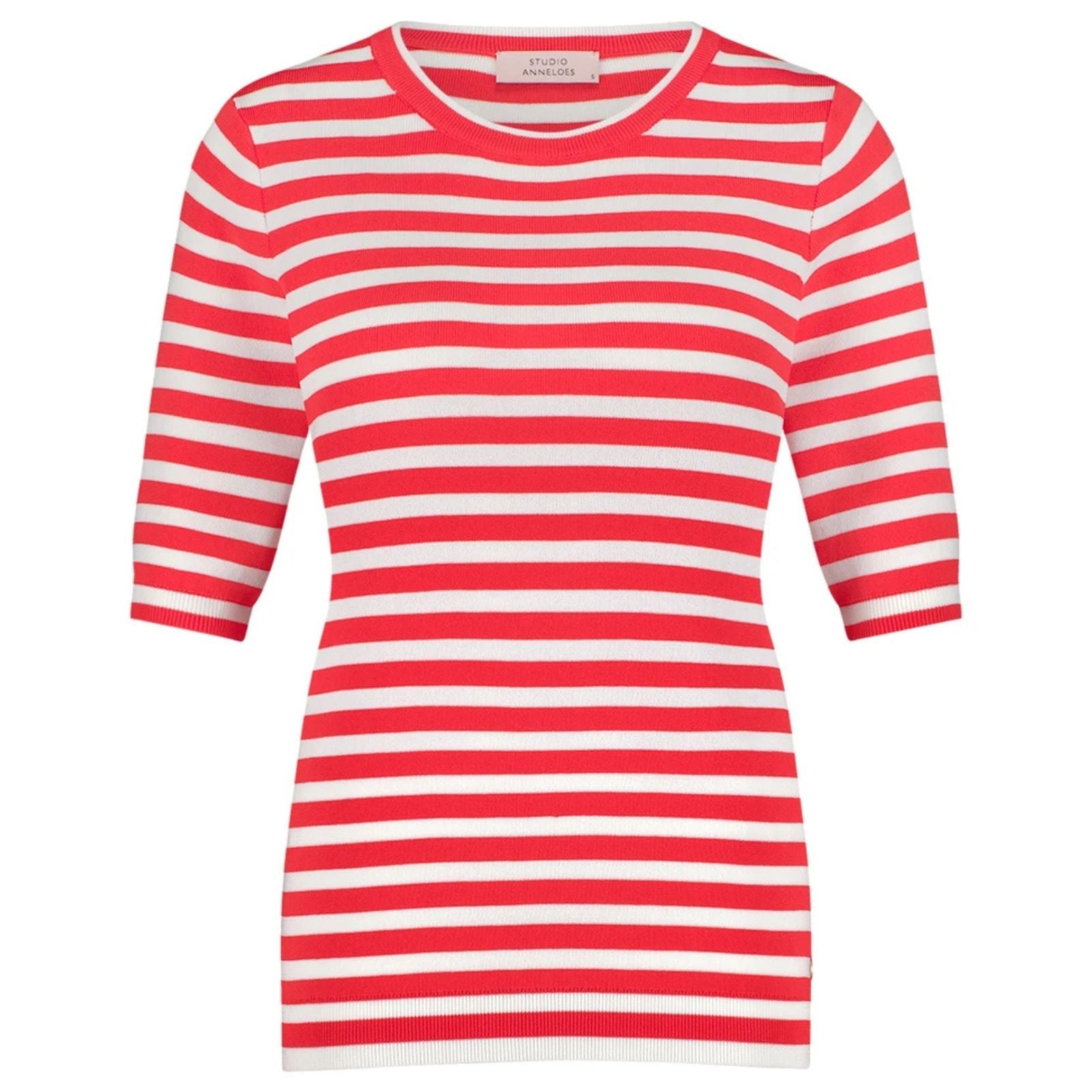 Coral Red gestreepte sl pullover Luna stripe - Capuchon Fashion