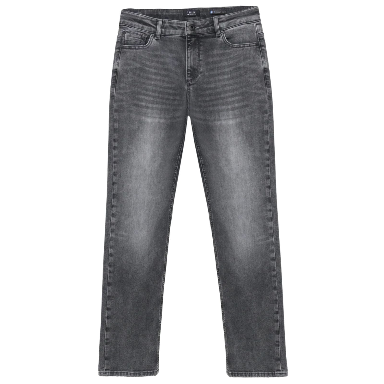 Dark Grey Denim straight wide fit jeans 940492 - Capuchon Fashion