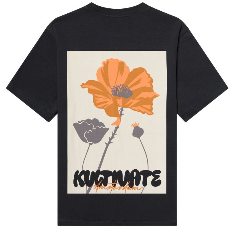 Donkerblauw backprint t-shirt Blooming - Capuchon Fashion