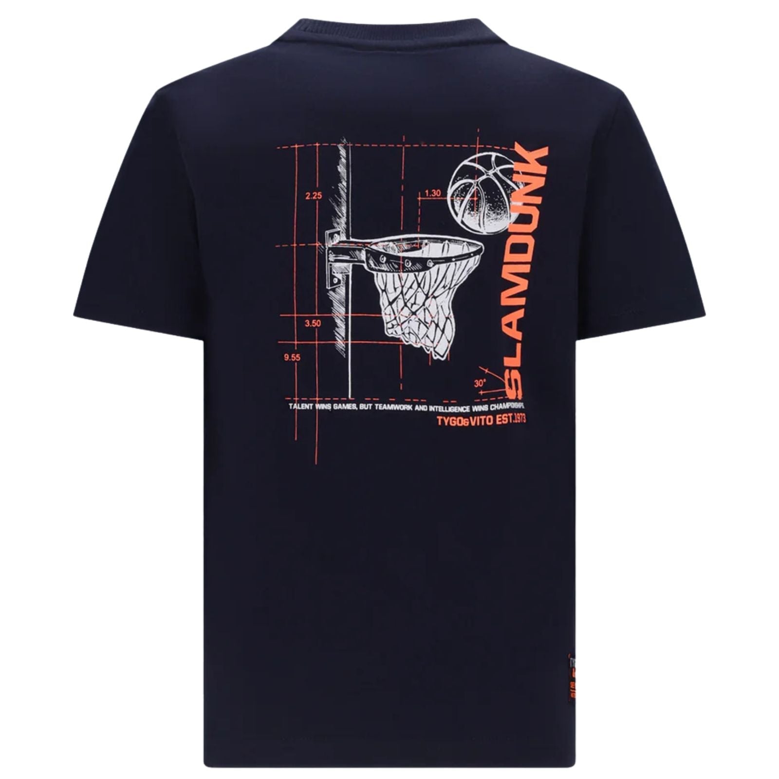Donkerblauw backprint t-shirt Dylan - Capuchon Fashion