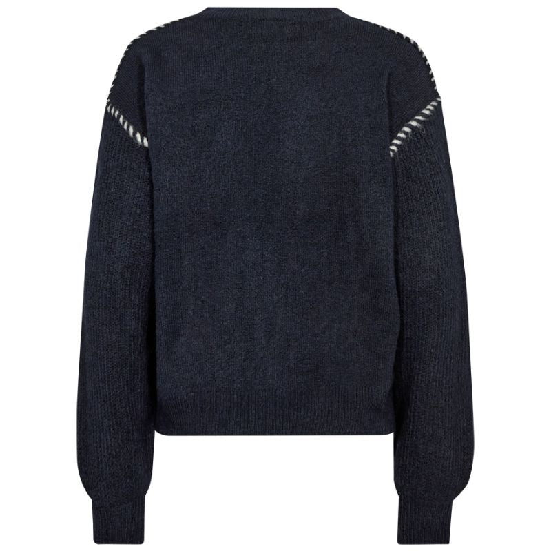 Donkerblauw fijngebreide pullover Kinlock - Capuchon Fashion