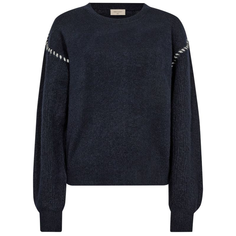 Donkerblauw fijngebreide pullover Kinlock - Capuchon Fashion
