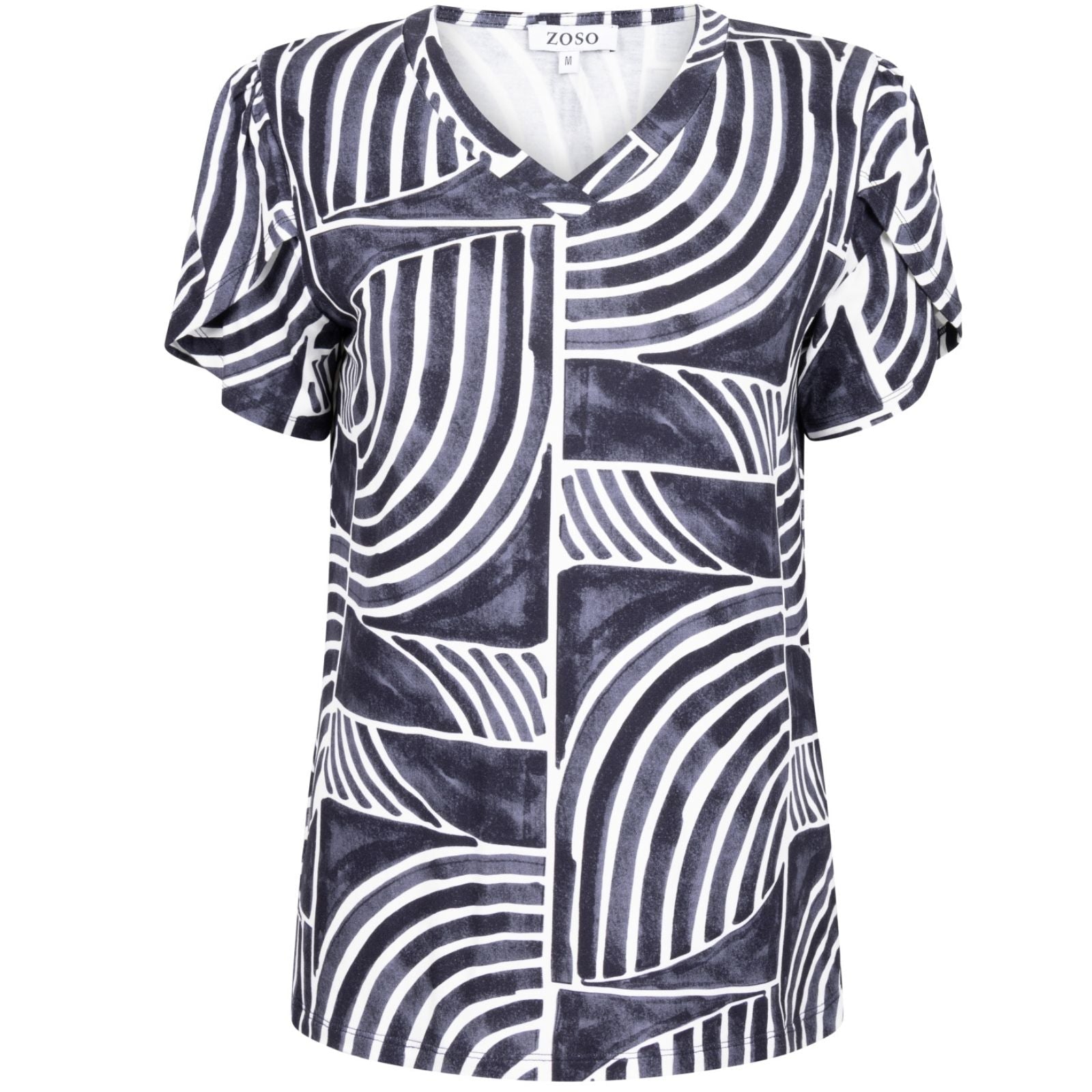 Donkerblauw geprint t-shirt Dorien - Capuchon Fashion
