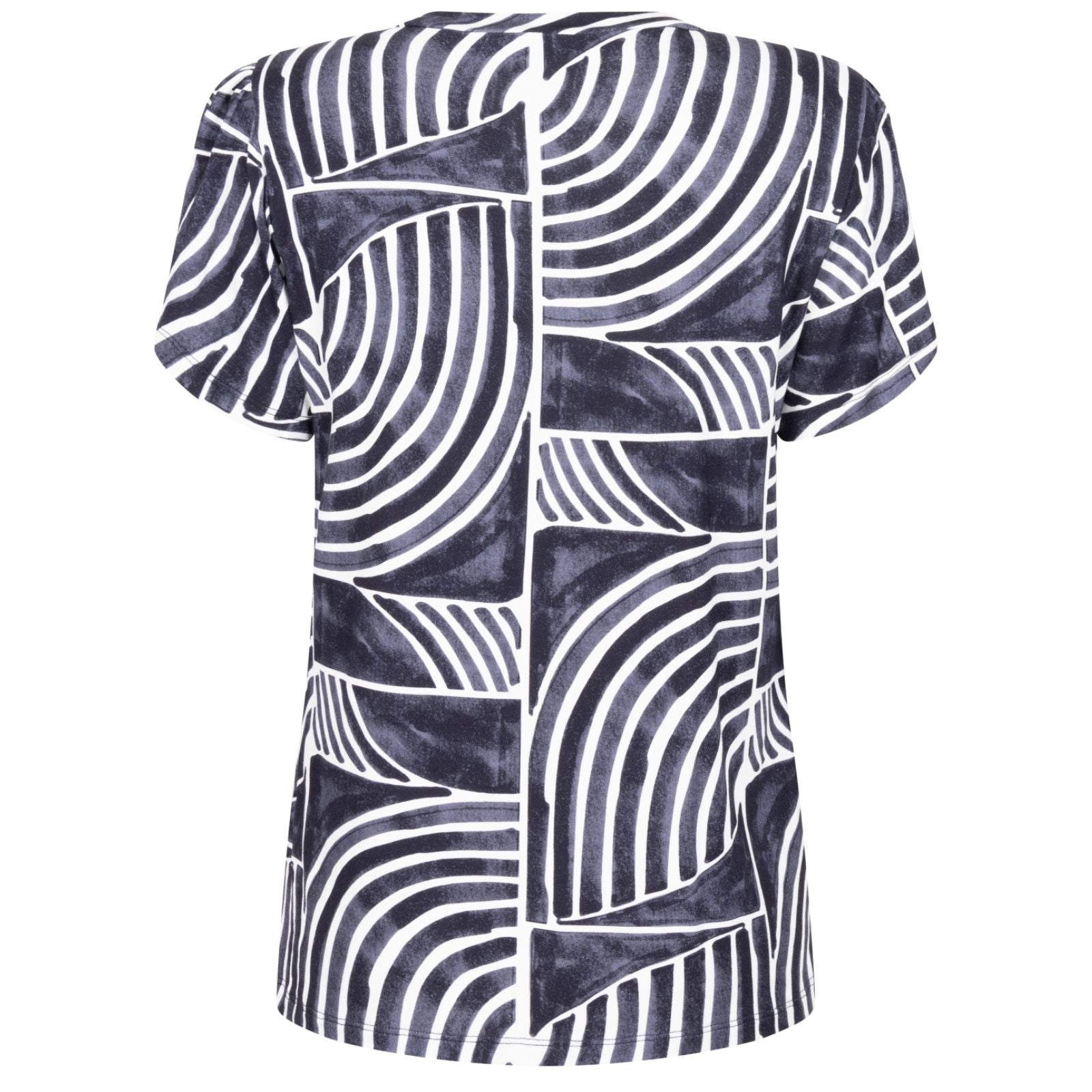 Donkerblauw geprint t-shirt Dorien - Capuchon Fashion