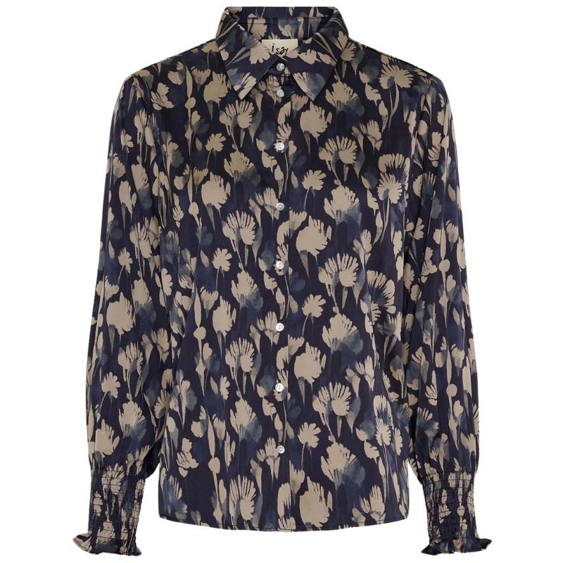 Donkerblauw geprinte blouse Melba - Capuchon Fashion