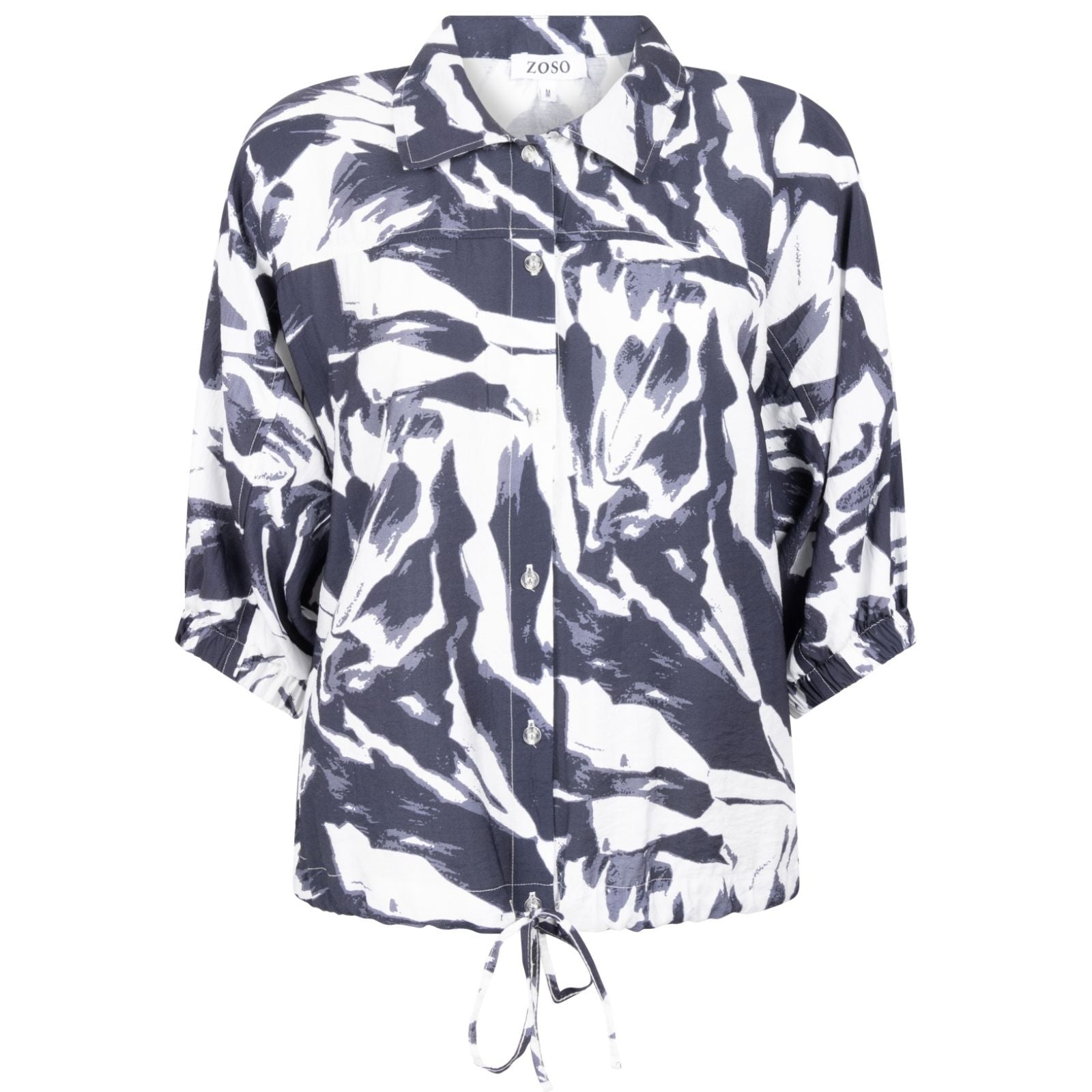 Donkerblauw geprinte blouse Yvette - Capuchon Fashion