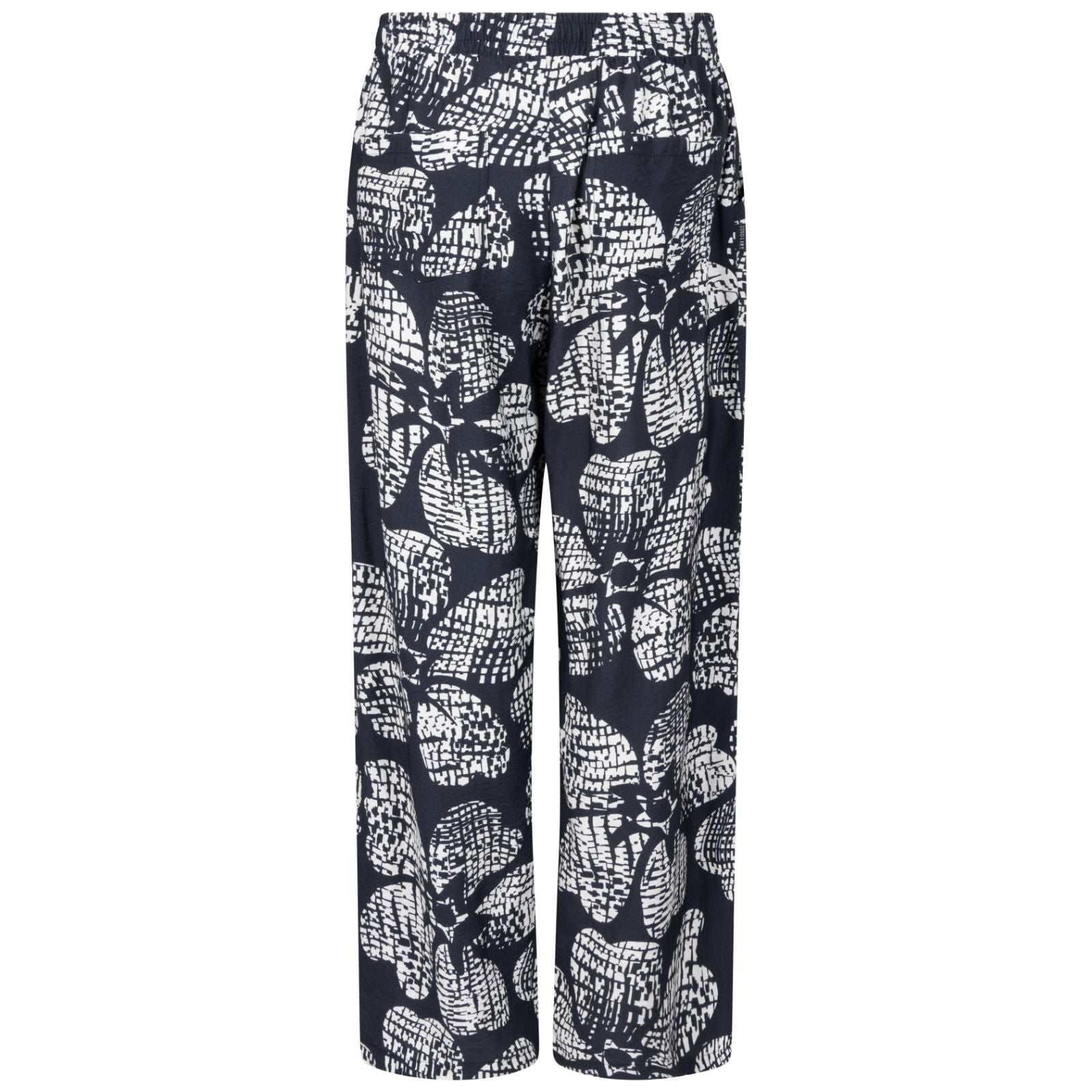 Donkerblauw geprinte cupro broek Christel - Capuchon Fashion