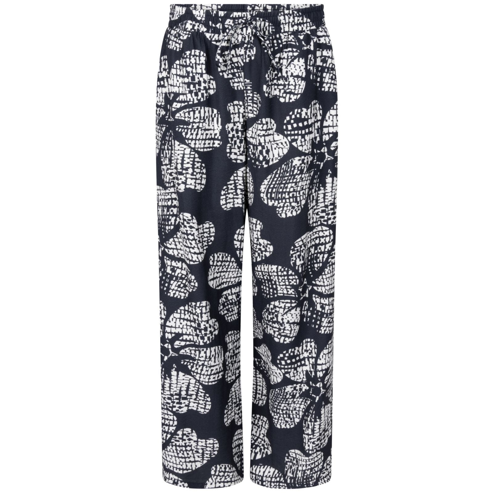 Donkerblauw geprinte cupro broek Christel - Capuchon Fashion