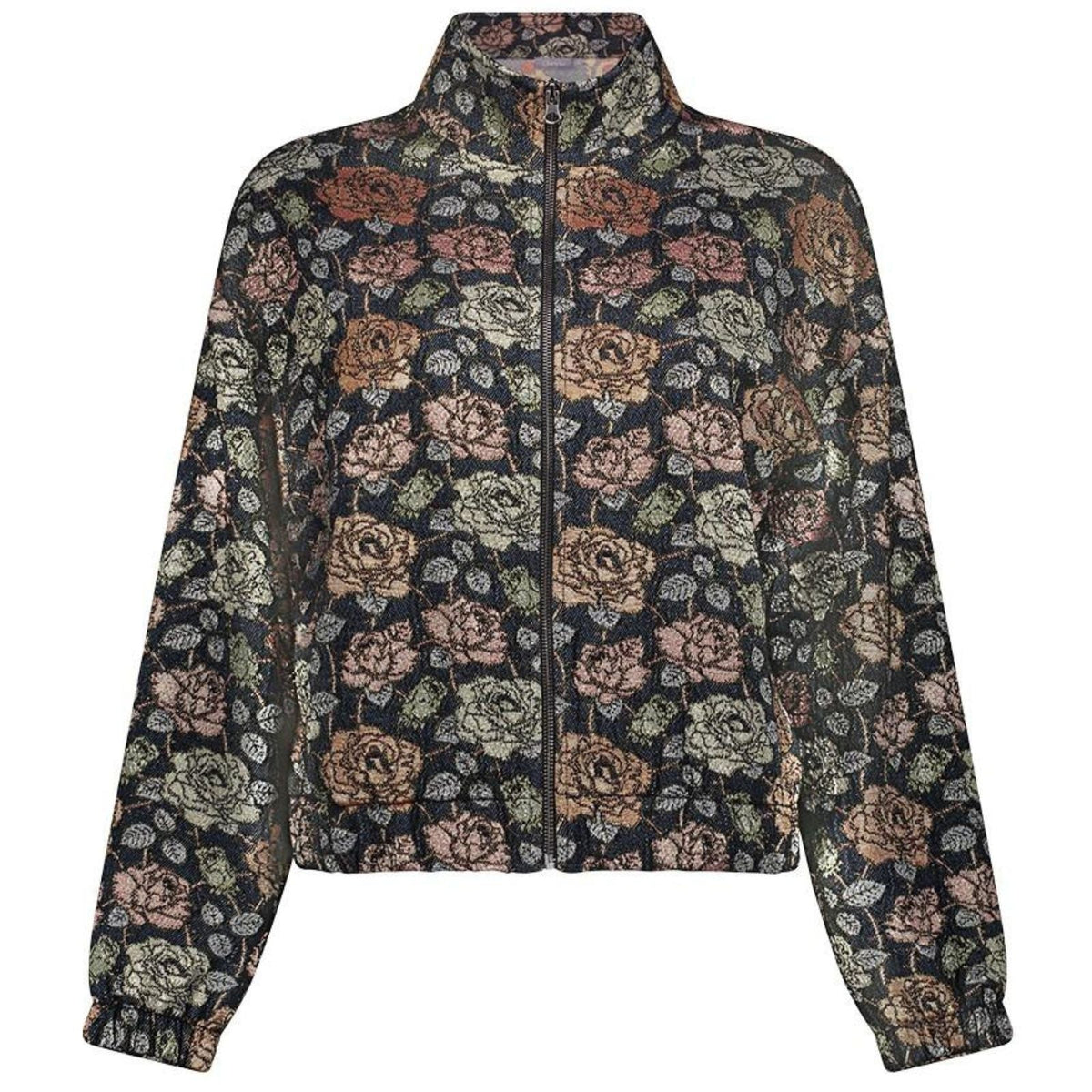 Donkerblauw geprinte jacket 65905 - Capuchon Fashion