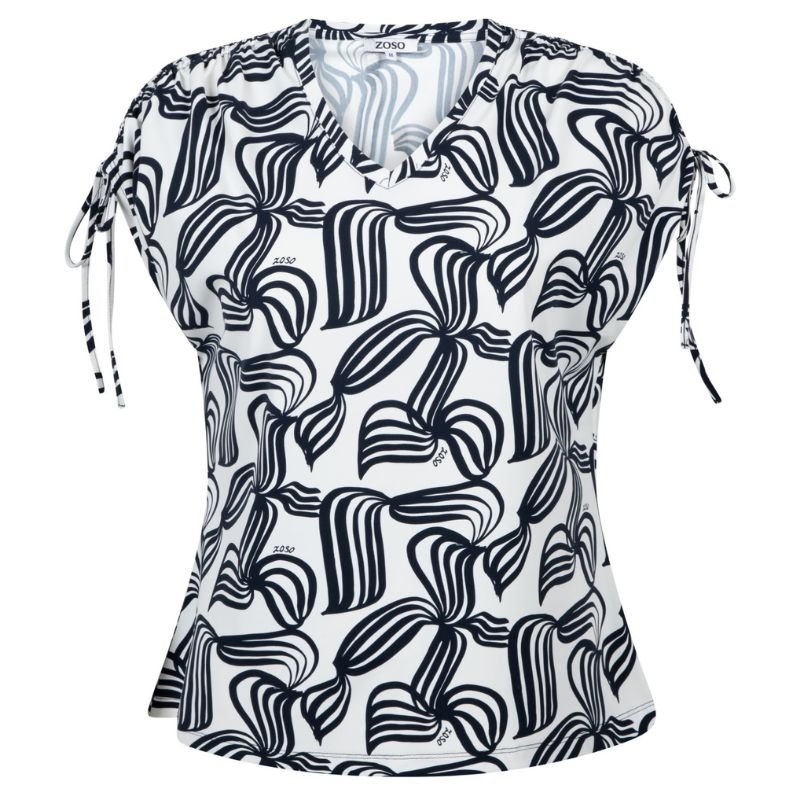 Donkerblauw geprinte top Dewi - Capuchon Fashion
