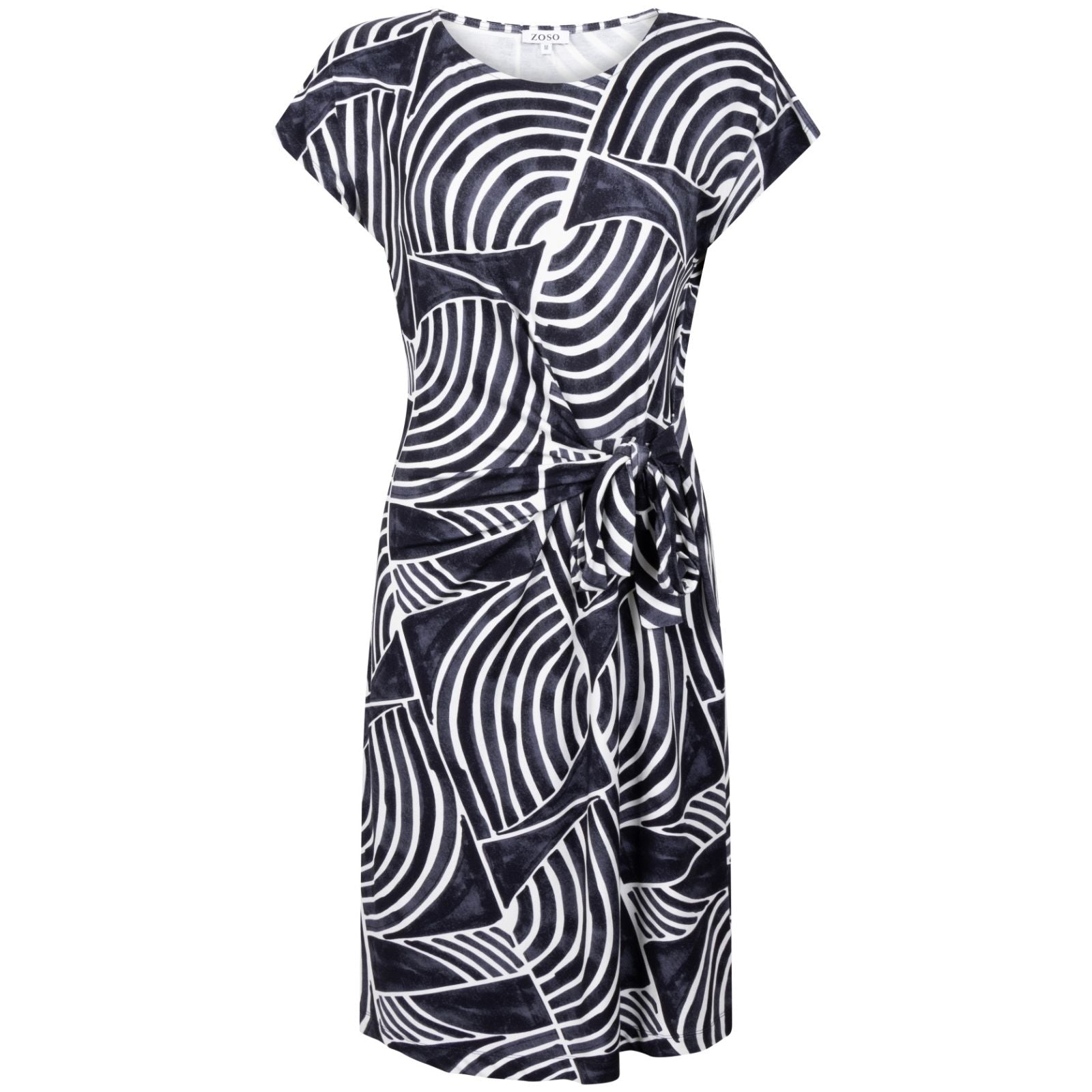 Donkerblauw geprinte viscose jurk Claire - Capuchon Fashion