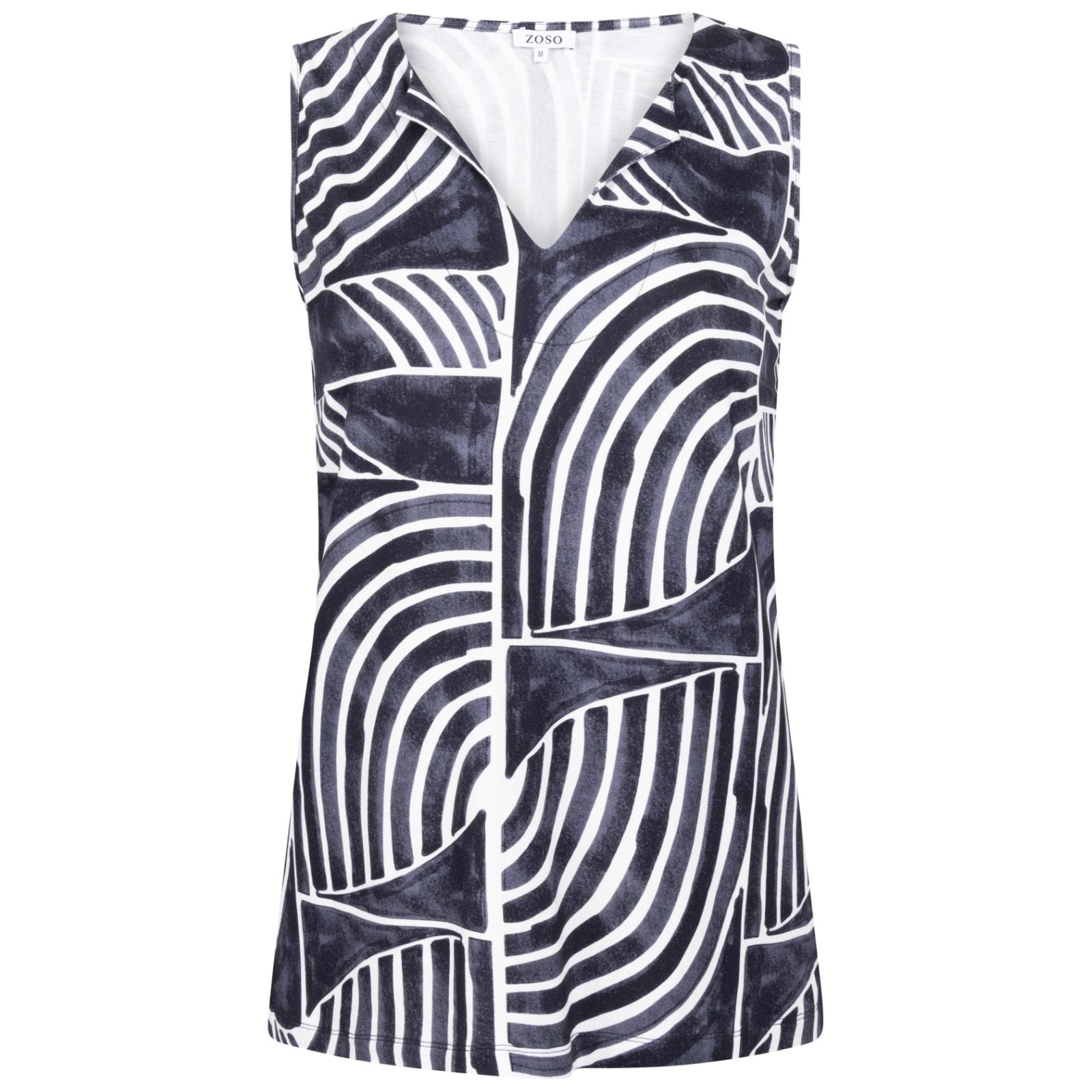 Donkerblauw geprinte viscose top Britt - Capuchon Fashion