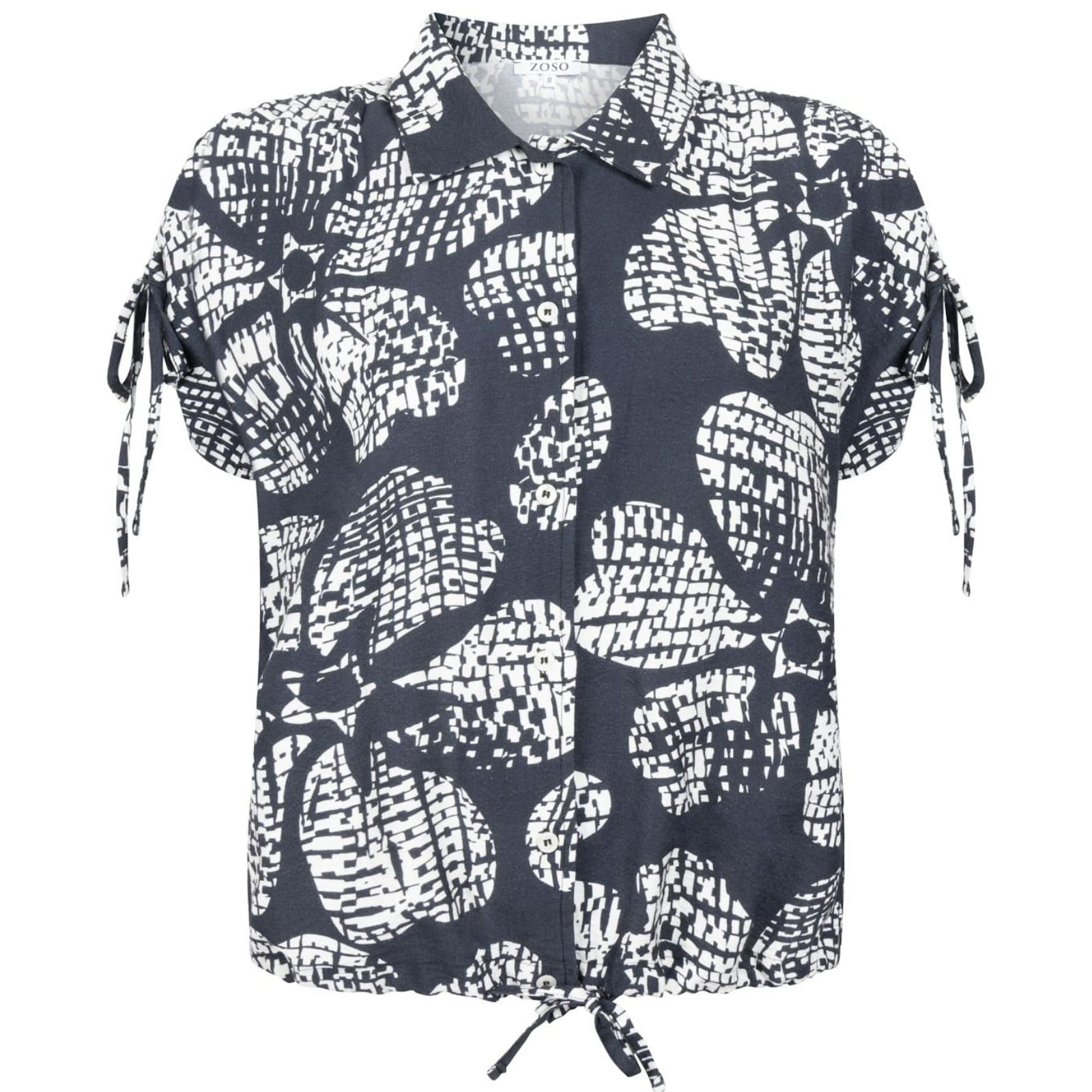 Donkerblauw geprinte woven blouse Charly - Capuchon Fashion