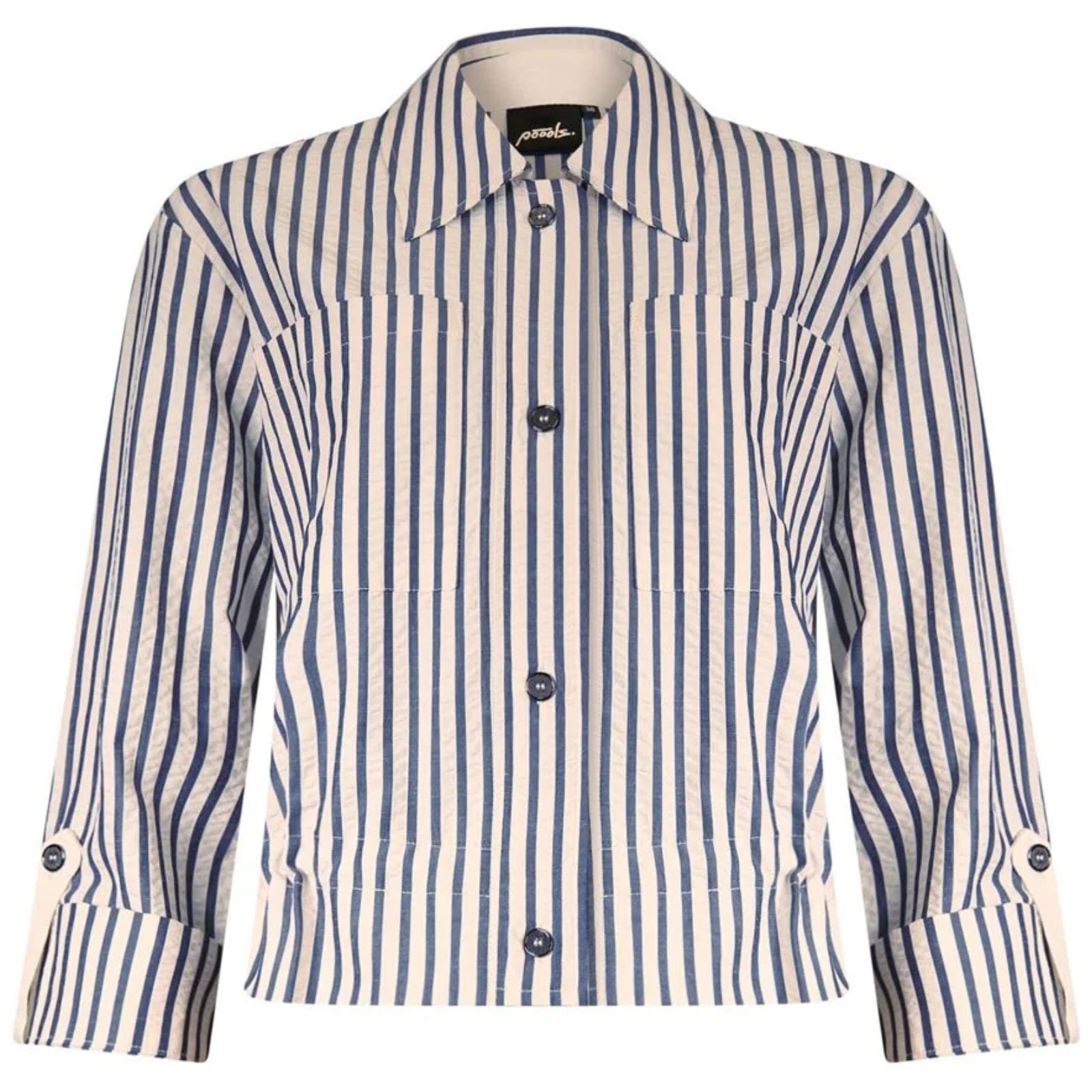 Donkerblauw gestreepte blouse 613110 - Capuchon Fashion