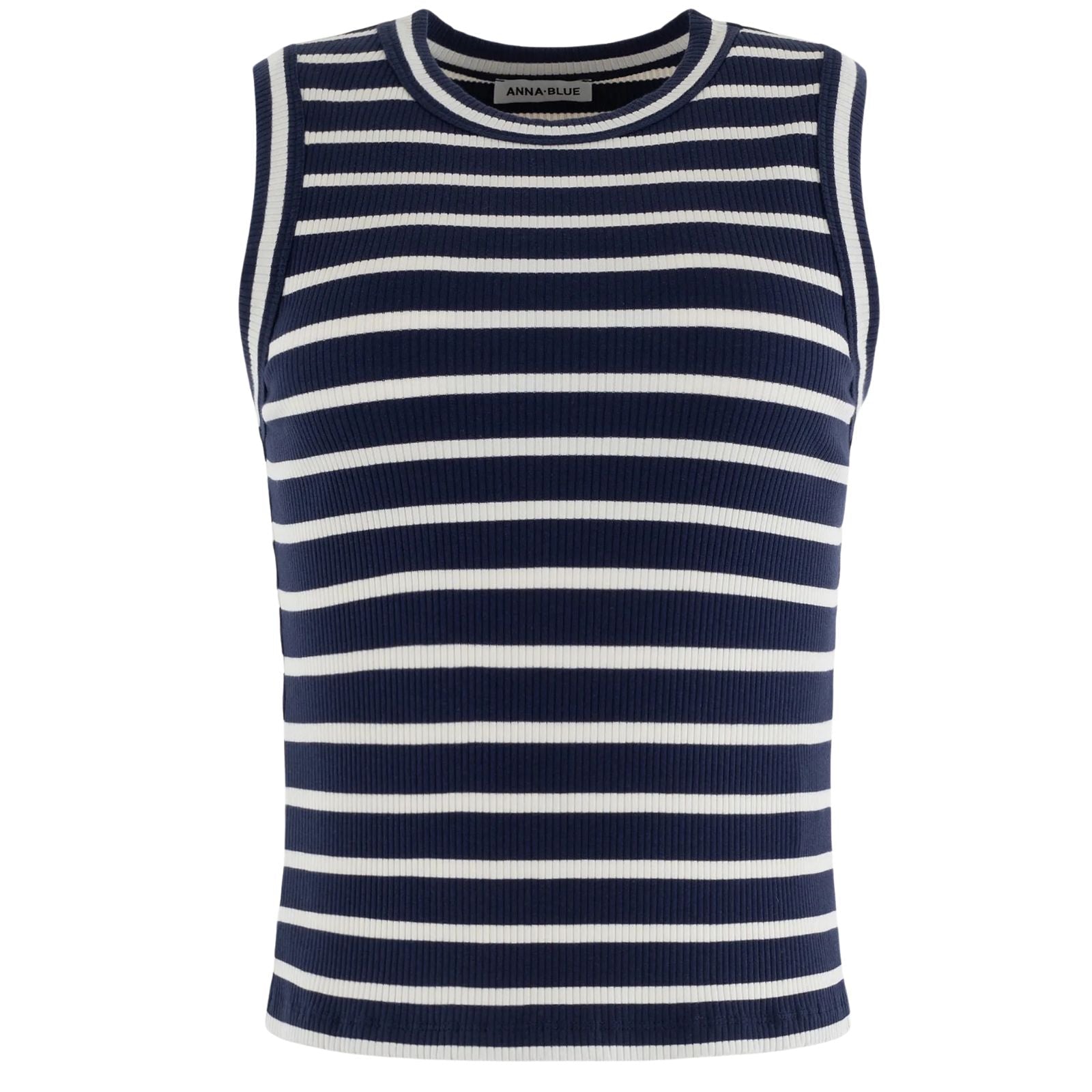 Donkerblauw gestreepte high neck top Ribby - Capuchon Fashion