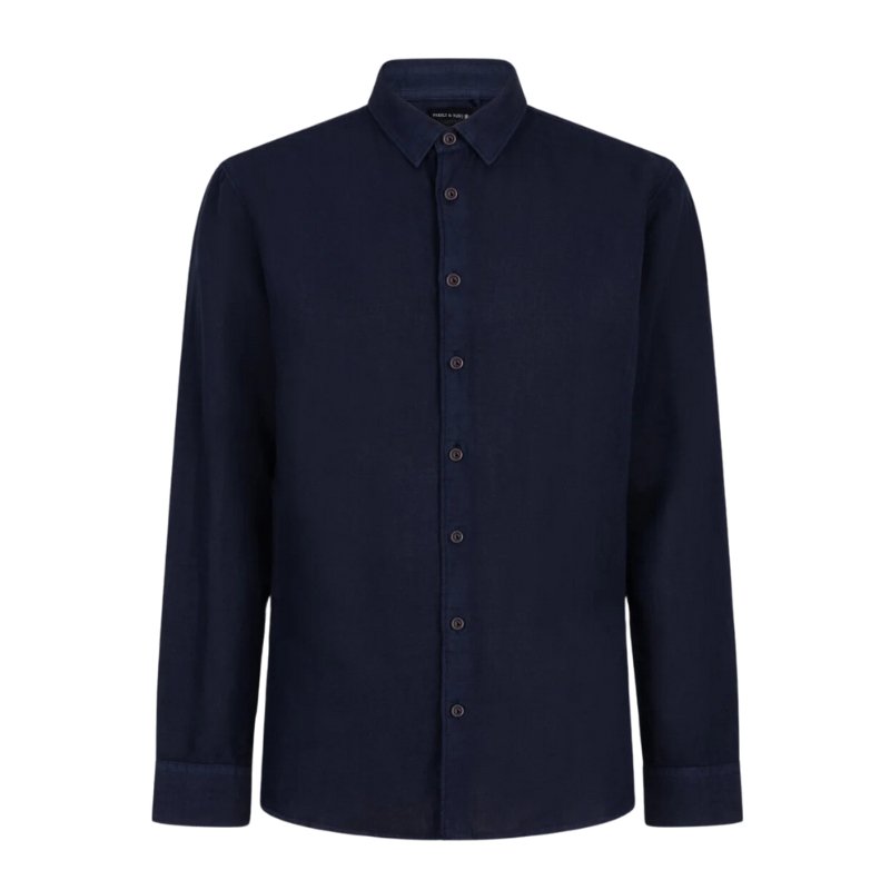 Donkerblauw linnen shirt Ruben - Capuchon Fashion