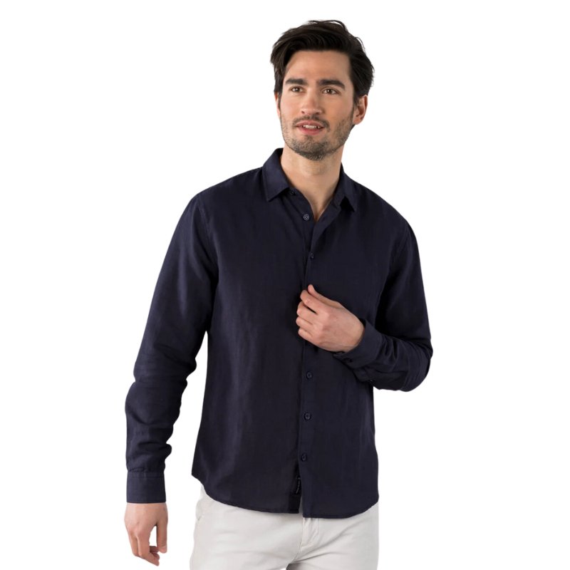 Donkerblauw linnen shirt Ruben - Capuchon Fashion