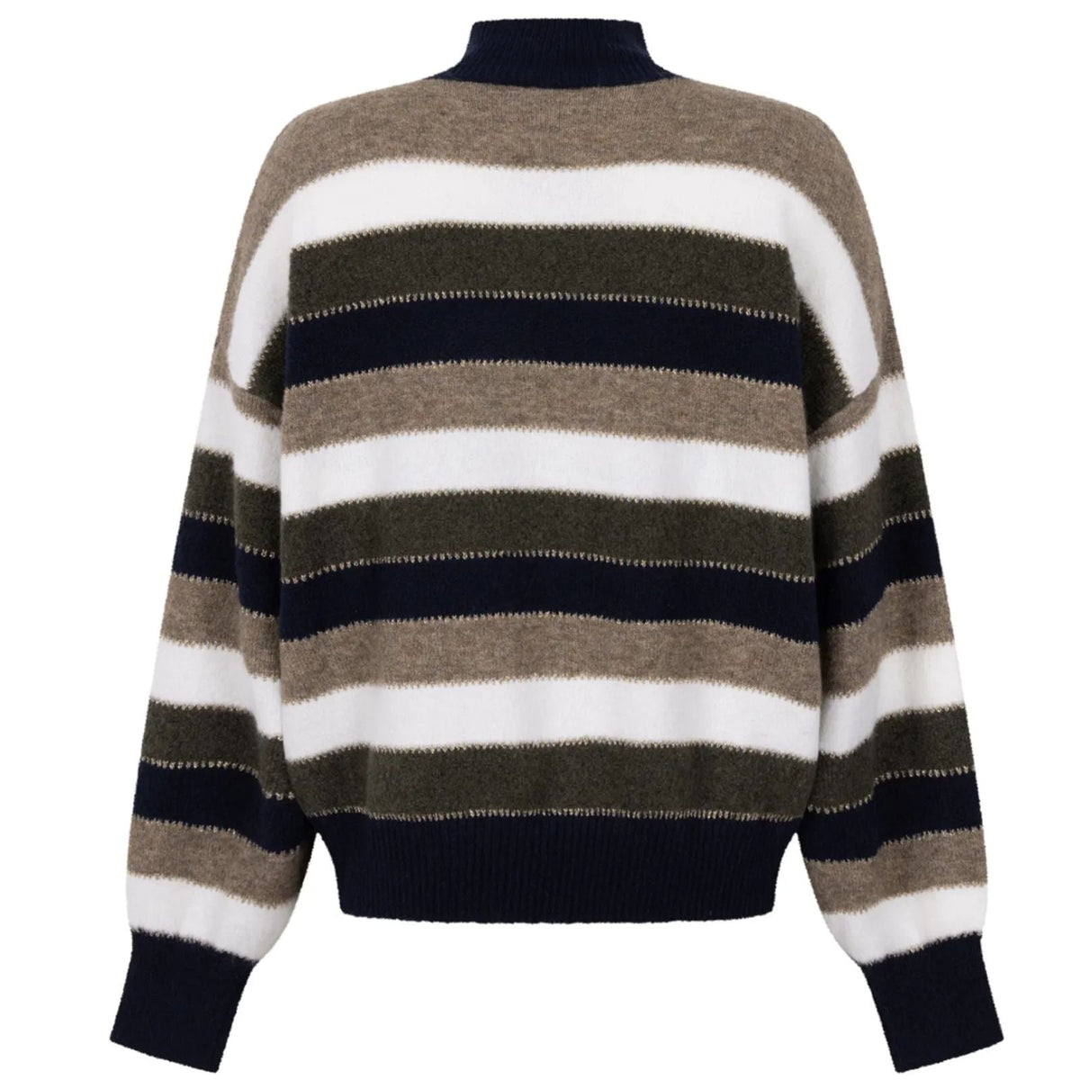 Donkerblauw met groene knitted sweater Lesly - Capuchon Fashion