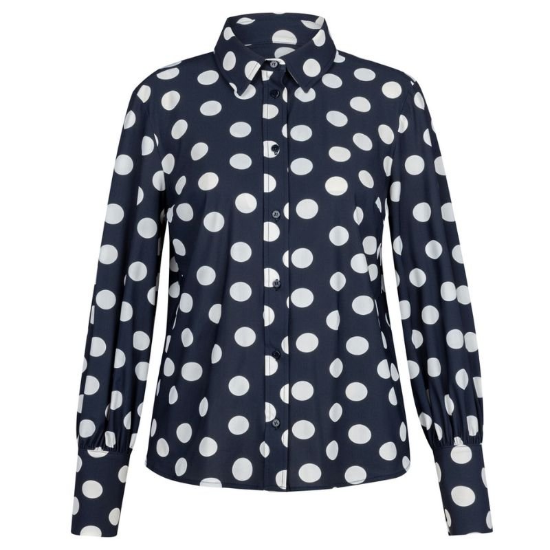 Donkerblauw met kit polkadot blouse Rensje - Capuchon Fashion
