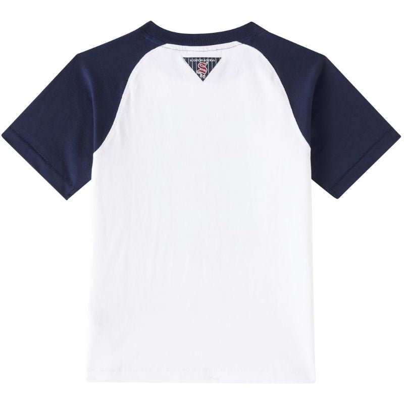 Donkerblauw raglan t-shirt met artwork - Capuchon Fashion