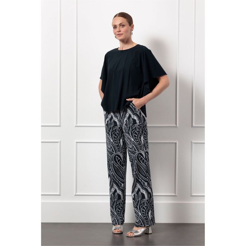 Donkerblauwe broek Marilon summer dot - Capuchon Fashion