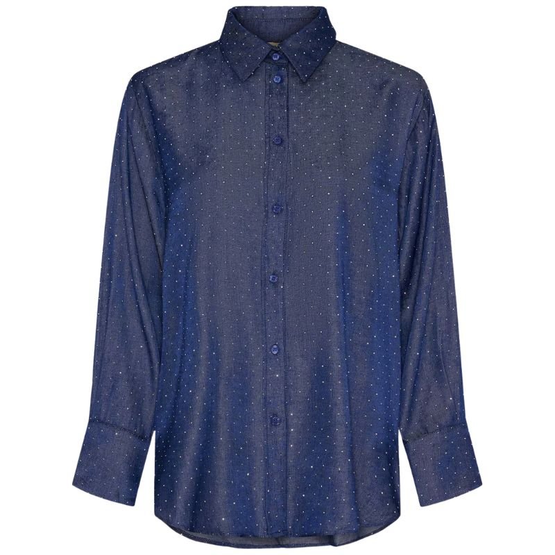 Donkerblauwe glitter blouse Kate - Capuchon Fashion