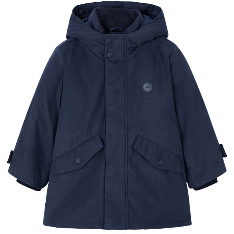 Donkerblauwe long parka jacket - Capuchon Fashion