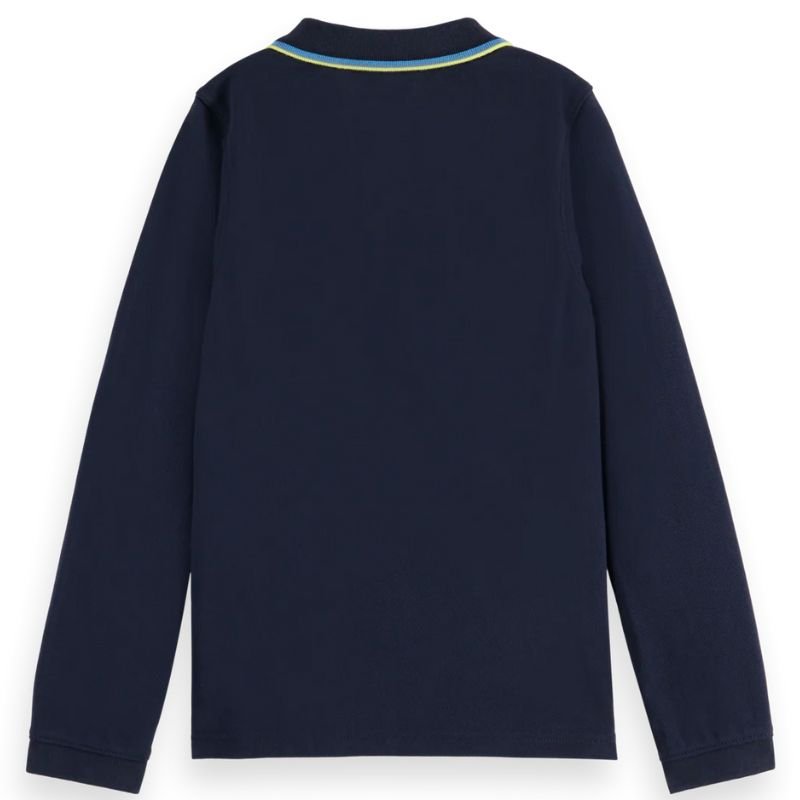 Donkerblauwe longsleeve piqué polo - Capuchon Fashion