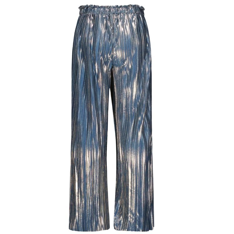 Donkerblauwe metallic broek Fenna - Capuchon Fashion