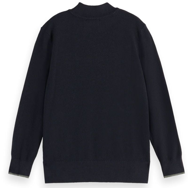Donkerblauwe mock neck pullover regular fit