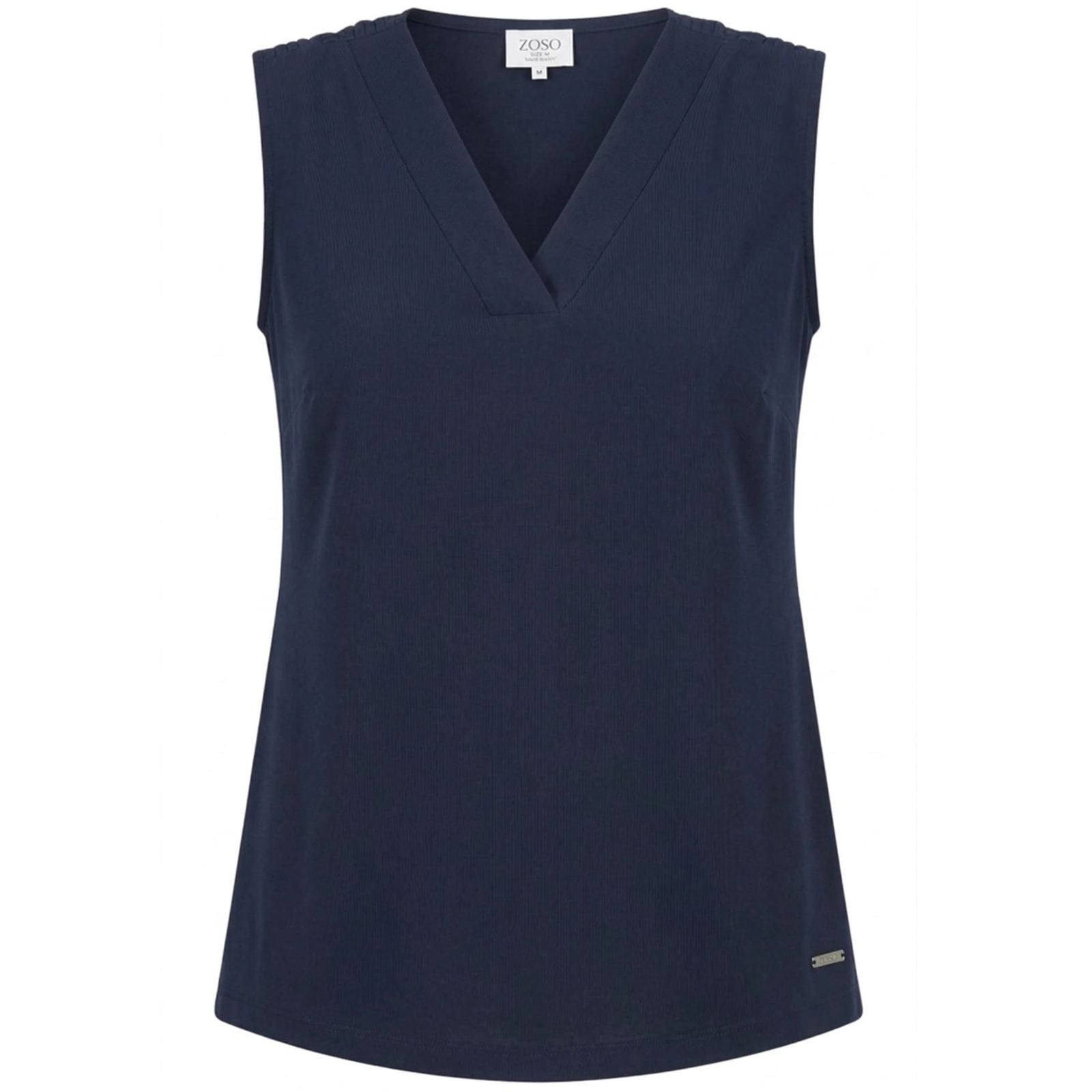 Donkerblauwe mouwloze travel top Suzette - Capuchon Fashion