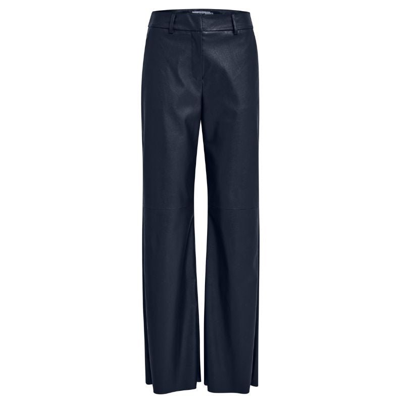 Donkerblauwe PU pantalon Tasja - Capuchon Fashion