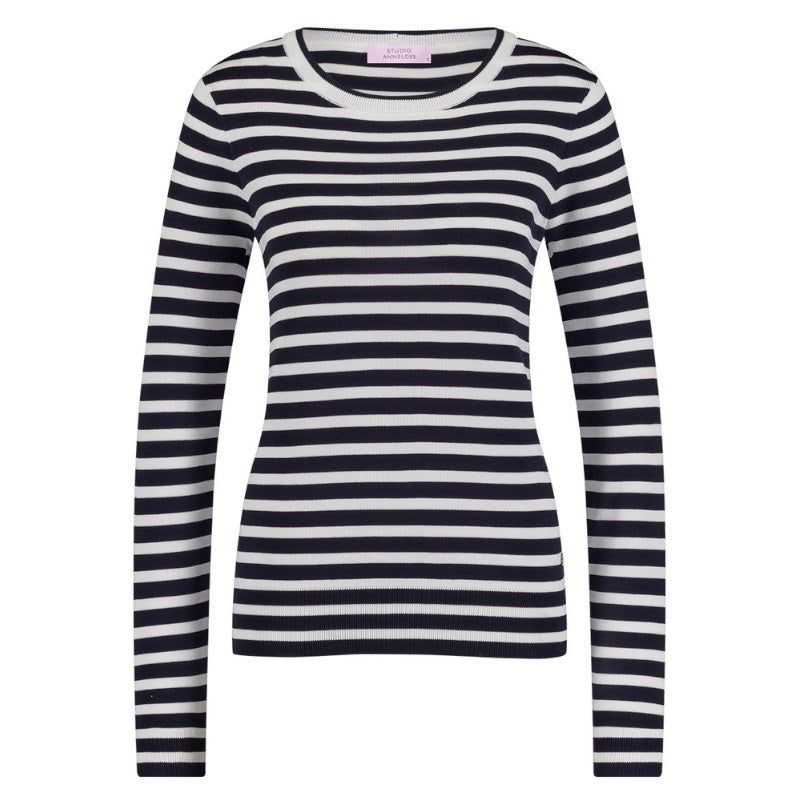 Donkerblauwe pullover Luna stripe - Capuchon Fashion