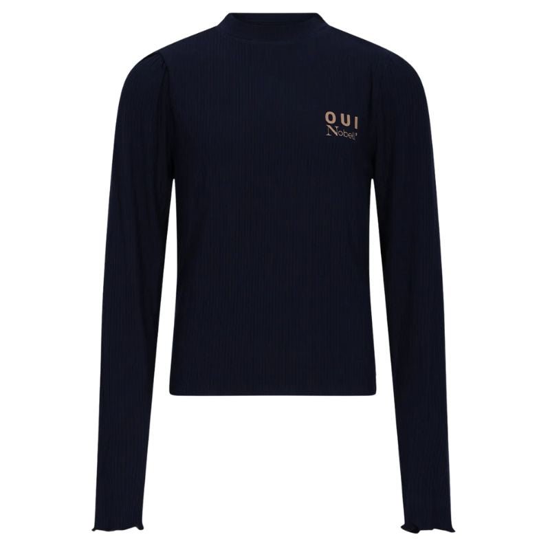 Donkerblauwe rib jersey crop top Krop - Capuchon Fashion