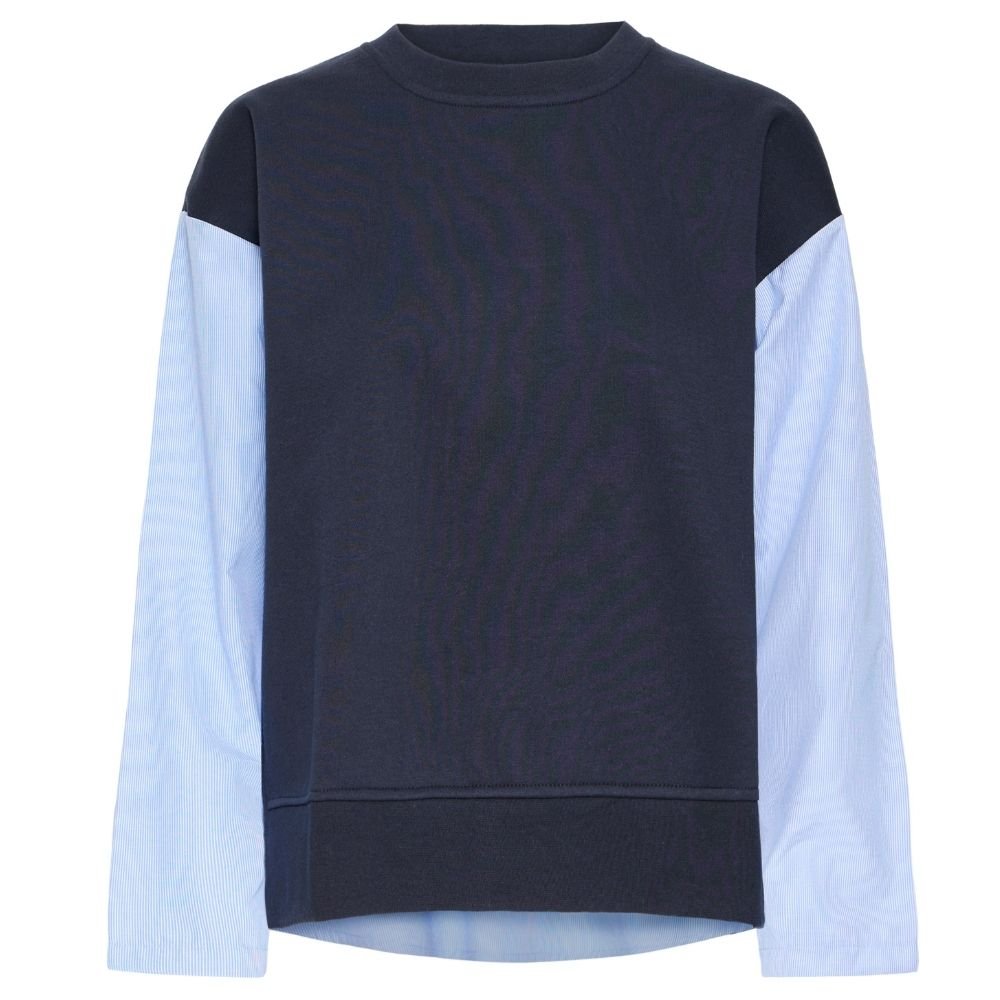Donkerblauwe sweater met lichtblauwe blouse Palona - Capuchon Fashion