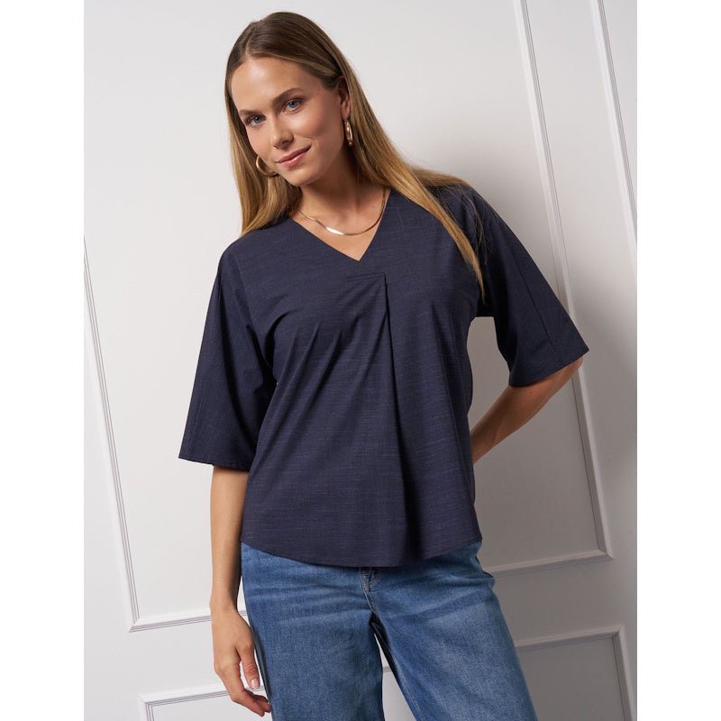 Donkerblauwe top Marly denim - Capuchon Fashion