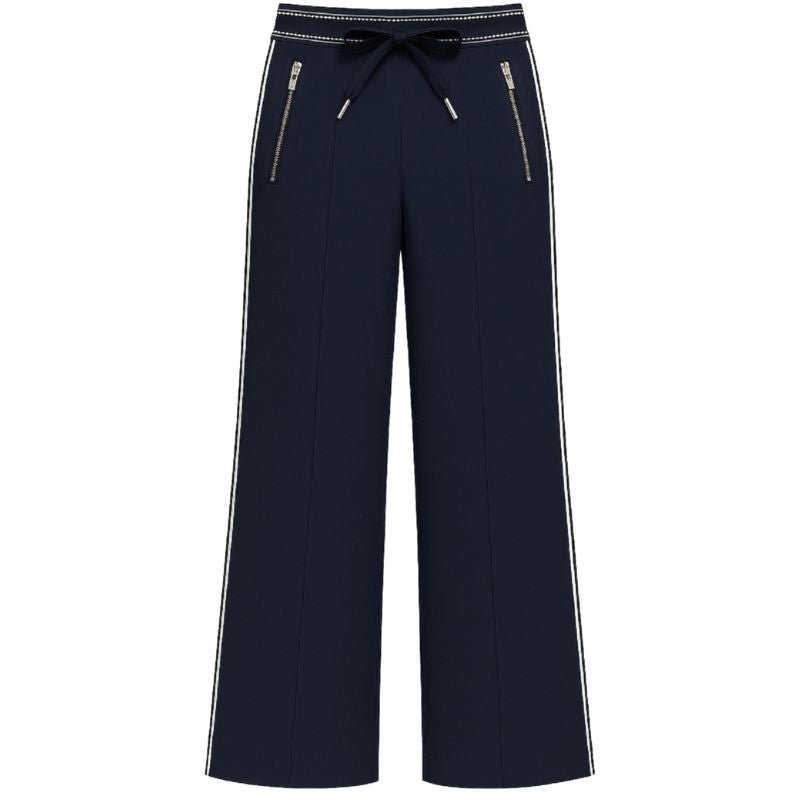 Donkerblauwe wide fit travel broek Morgan - Capuchon Fashion