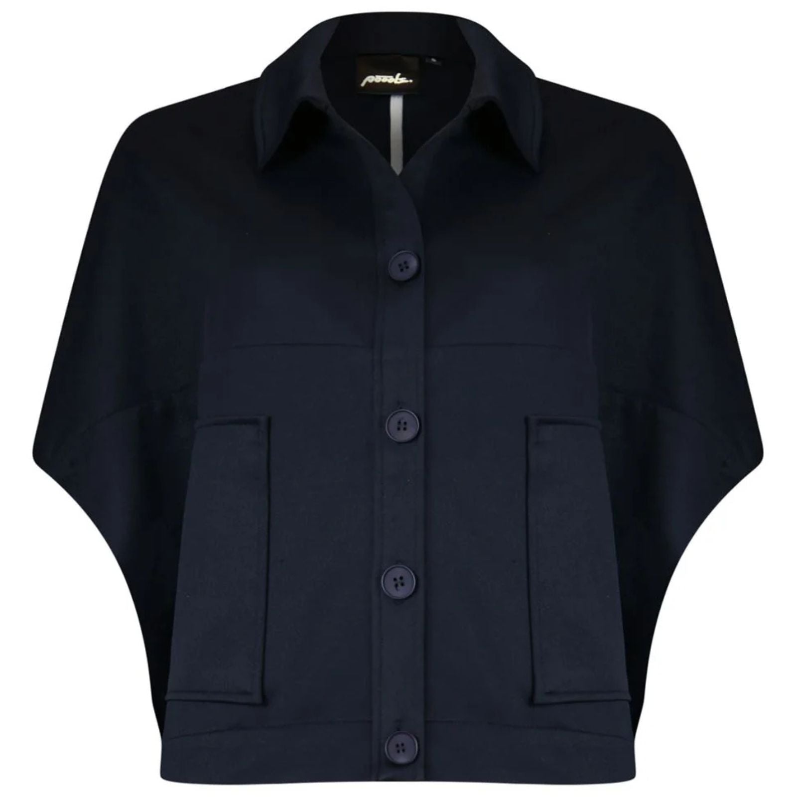 Donkerblauwe wide jacket 613111 - Capuchon Fashion