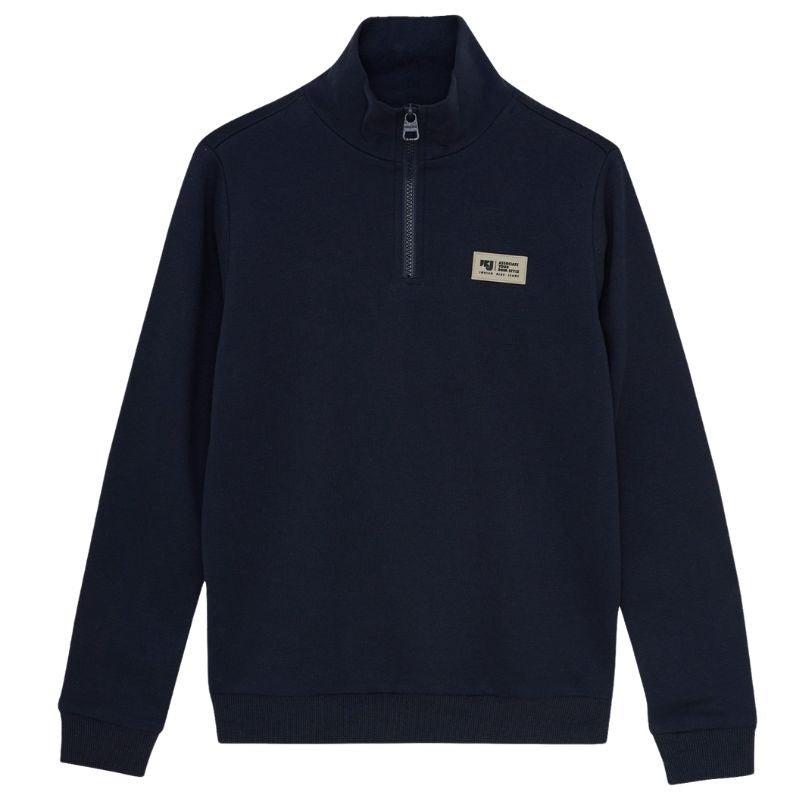 Donkerblauwe zipper Sweat Badge - Capuchon Fashion
