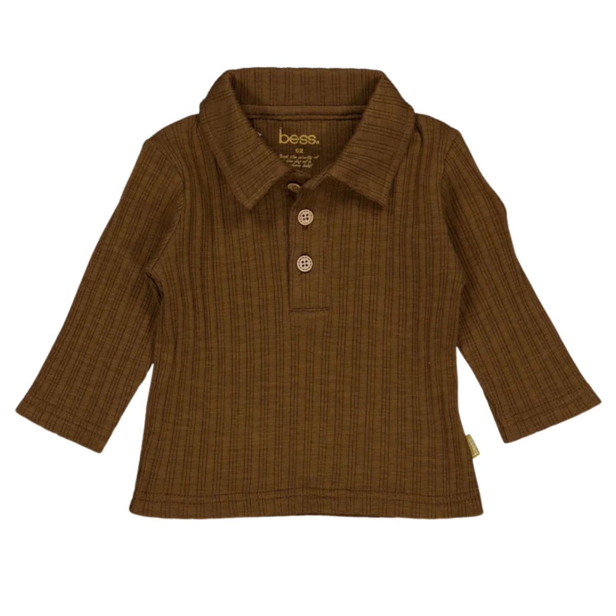 Donkerbruin effen rib shirtje Abel - Capuchon Fashion