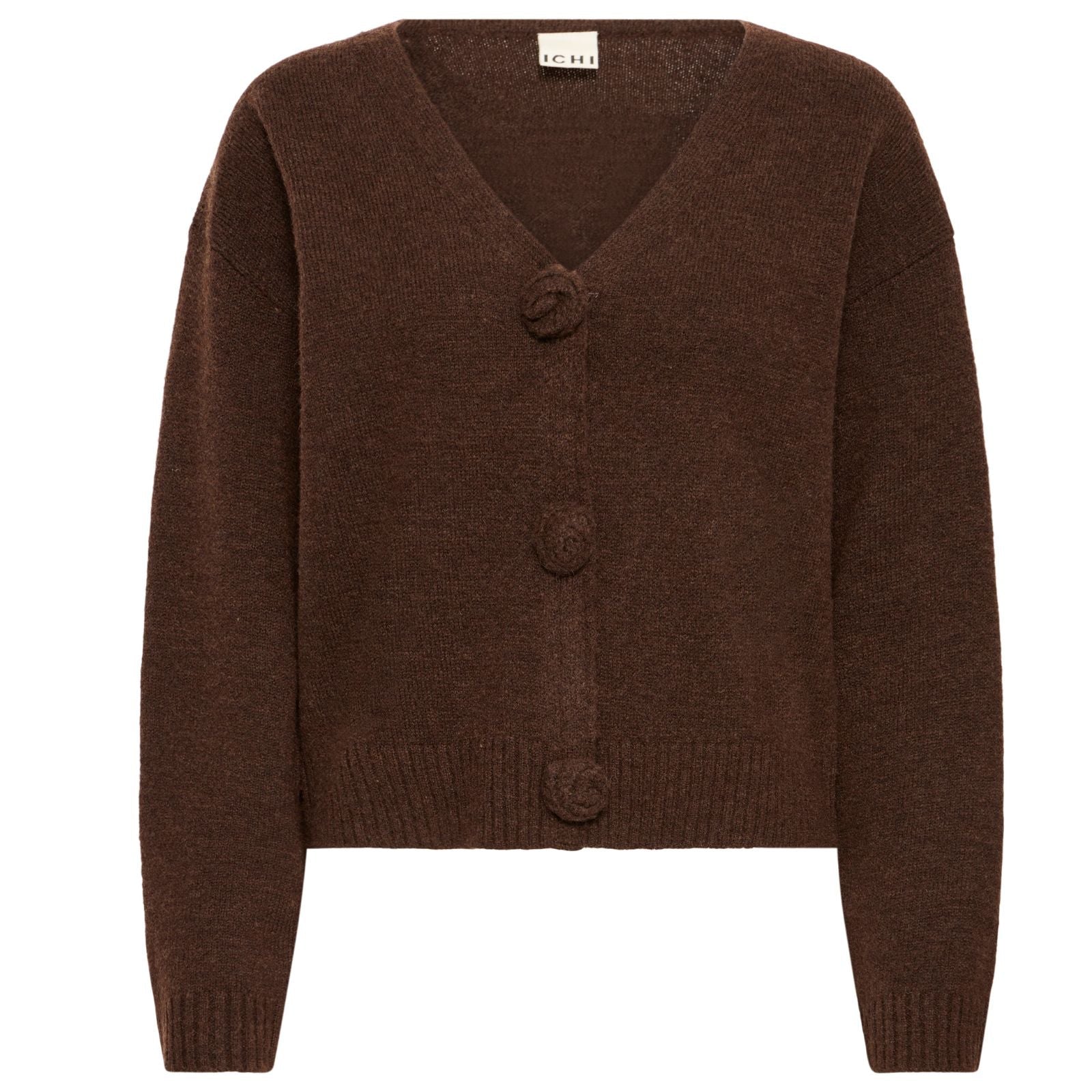 Donkerbruin gebreid vest Povoke - Capuchon Fashion